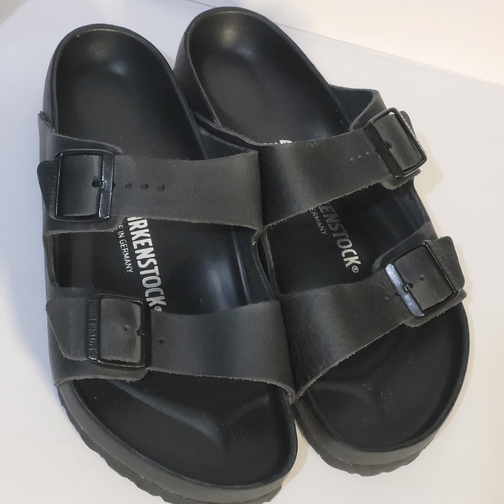 Birkenstock Black Exquisite All Leather Arizona Sandal